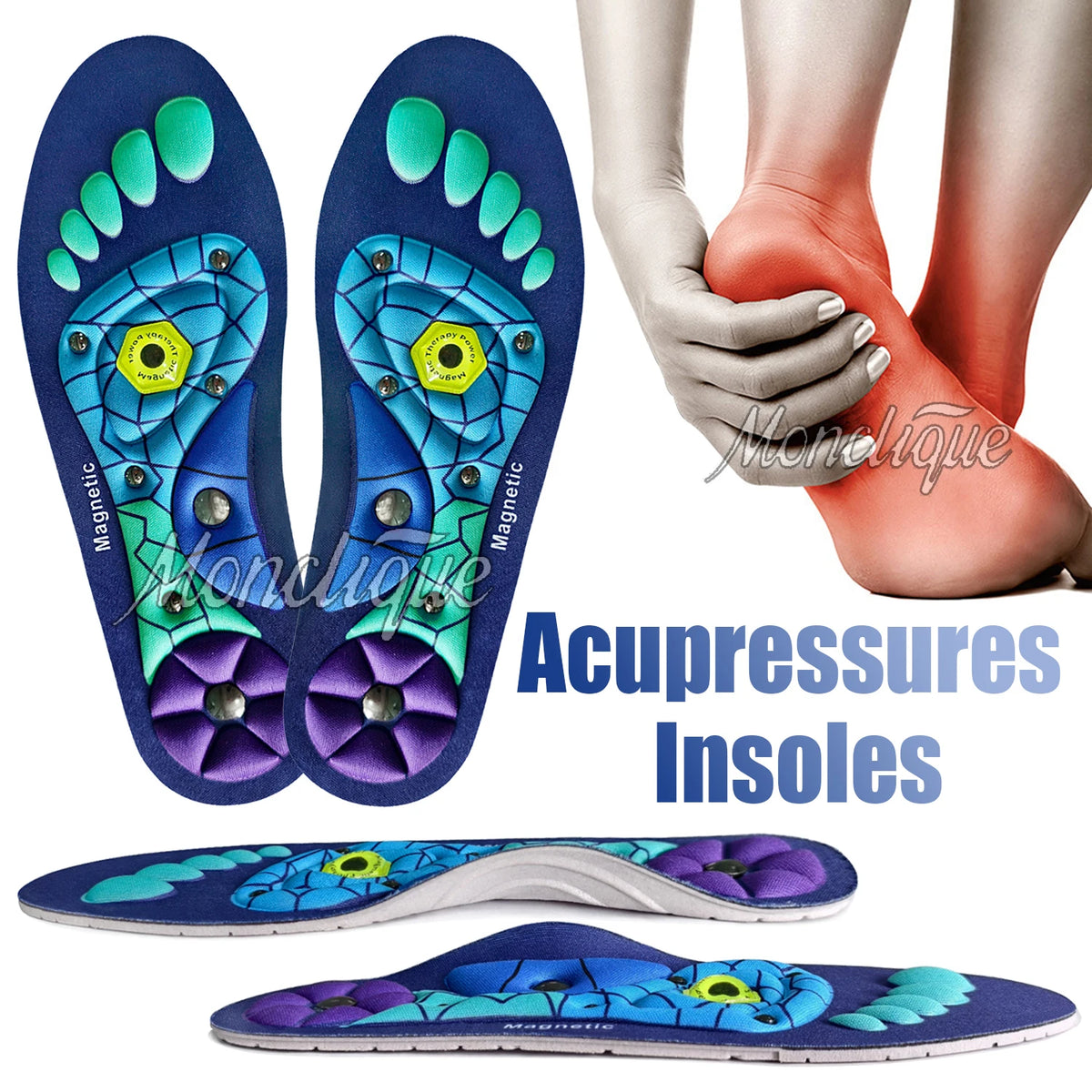 Medical Magnetic Therapy Acupressure Insoles Massage Foot Weight Loss Slimming Insole Anti-fatigue Health Care Sports Shoe Pads
