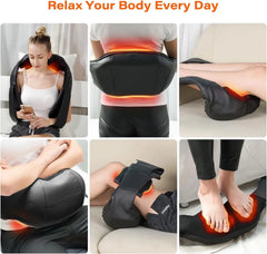Electric Shiatsu Neck Back Shoulder Massager with Heat & Kneading, Deep Tissue Massage for Home Car Office Use, UK Plug