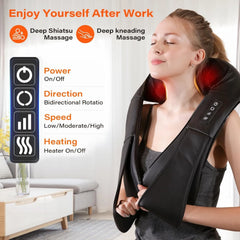 Electric Shiatsu Neck Back Shoulder Massager with Heat & Kneading, Deep Tissue Massage for Home Car Office Use, UK Plug